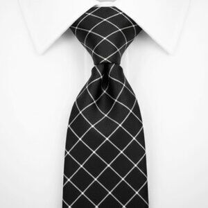 Tommy Hilfiger Silk Tie Geometric Black Brown Vintage 90's